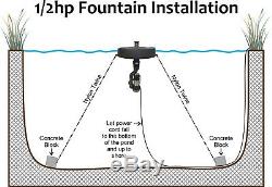 1/2 hp Pond Fountain for Lake Aeration with Light Kit Options