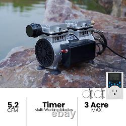 5.2 CFM Outdoor Pond Aerator with Timer Lake Pond Aeration System Pump 3 Acre Pond
