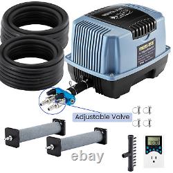 70 L/Min Pond Air Pump Aeration Timer + Self Weighted Air Hose + Stone Kit IPX4