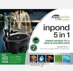 Aquagarden 5 in 1 Pond Pump, Filter UV Clarifier LED Spotlight an Fountain 600 g