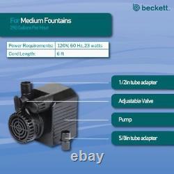 BECKETT Fountain Pump 290 GPH Auto Shut-Off Adjustable Valve Resin Impeller