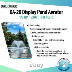 DA-20 Display Pond Aerator 1/3 Horse Power 230V 70Ft Cord Aerating Pond Foun