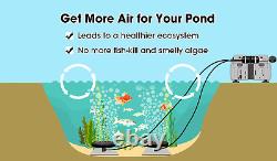 HQUA PAS20 Pond & Lake Aeration System for up to 3 Acre, 1/2 HP Compressor + Two