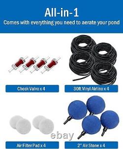 Koi Pond Aerator Pond Aeration Kit with Air Pump, Airline Tubing & Stones