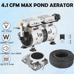 Lake Pond Aerator Pump + One 100Feet Hose + One Diffuser Timer Kit Up to 2 Acre