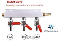 NEW 3 way Aeration Air Manifold Control Valve / Line Splitter with Check Valves