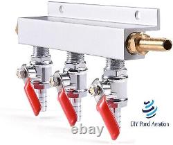 NEW 3 way Aeration Air Manifold Control Valve / Line Splitter with Check Valves