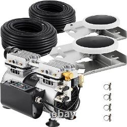 UOKRR 3/4HP Oil-Free Rocking Piston Air Compressor 2 Diffusers Two 100ft Hoses