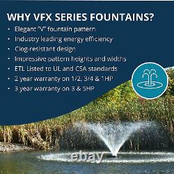 VFX Series Aerating Pond Fountain 3/4 Horse Power 120V, Single Phase with 50 F