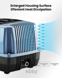 130 L/MIN Pompe d'aération pour étang et aérateur & Kit d'aération avec minuterie et tuyau lesté de 40' pour 20000 gallons
