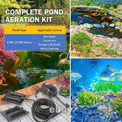 Kit complet d'aération de bassin pour jardins aquatiques et étangs à poissons Koi de 8 000 à 16 000 gallons