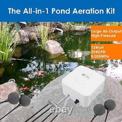 Kit de aération pour étang Pompe à air pour étang à carpes pour étang jusqu'à 3000 gallons NOUVEAU