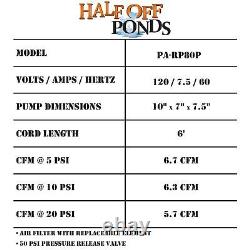 Moitié de Ponds PA-RP80P 6.7 CFM Compresseur d'Air pour l'Aération des Étangs et des Lacs