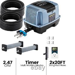 Pompe à air pour étang de 70L/min Kit d'aération avec tuyau plombé pour étang Aérateur pour étang à poissons Koi